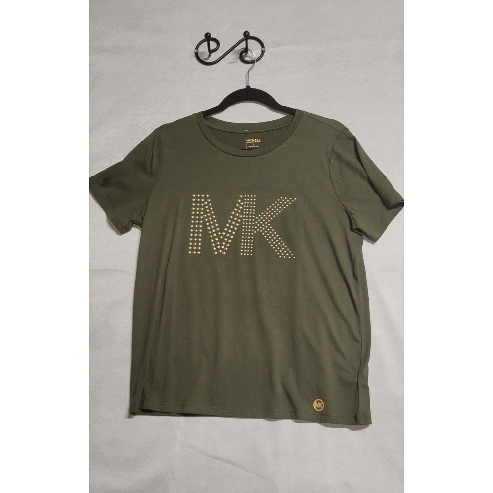 Green With Gold Studded MK Ss Michael By Michael Kors Tshirt Size M